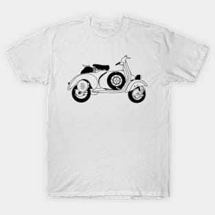 Vespa 125 Six Days Black Outline T-Shirt